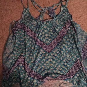 Blue Patterned Tank Top